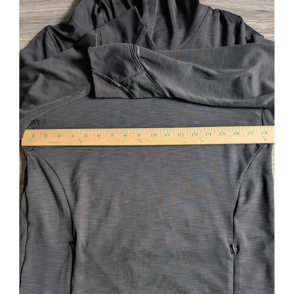 Athleta Womens Space Dye Tulip Back Hoodie Charcoal Gray Thumbhole Activewear M - Picture 5 of 16